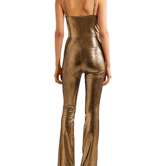 SPRWMN Lamb Leather Bronze Metallic Jumpsuit - Picture 3 of 12